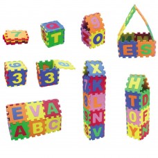Baby Foam Play Mat (36-Piece Set) 5x5 Inches Interlocking Alphabet and Numbers Floor Puzzle Colorful EVA Tiles Girls Boys Soft Reusable Easy to Clean by Dimple   566349214
